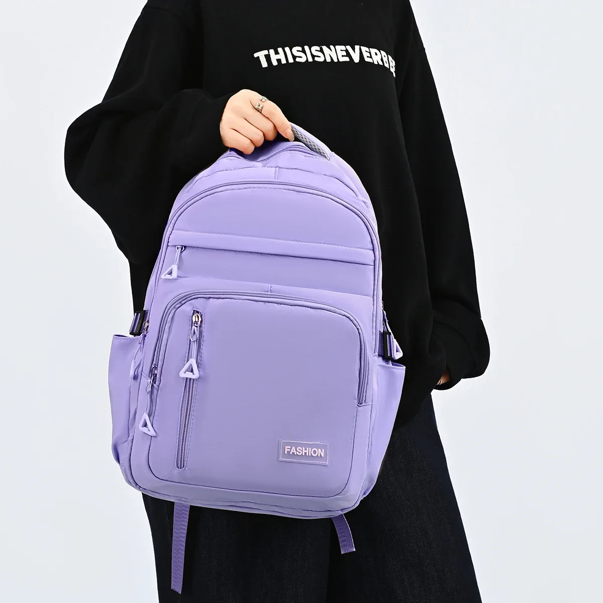 sac à dos léger de couleur unie macaron, grande capacité, pour étudiants, réduit la charge, sacs d'école pour ordinateur, sac à dos pour trajets quotidiens sur le campus