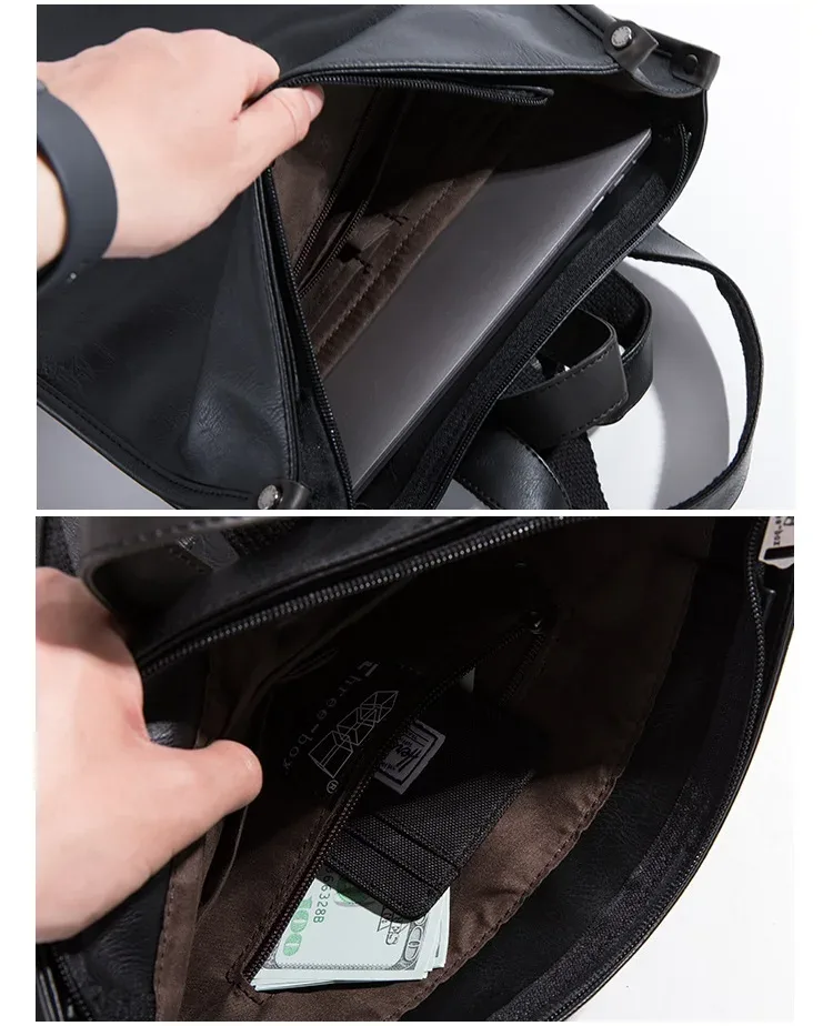 sacs en cuir pour ordinateur portable pour hommes, sacs à dos d'affaires, sac de voyage rétro masculin, sacs d'école à la mode