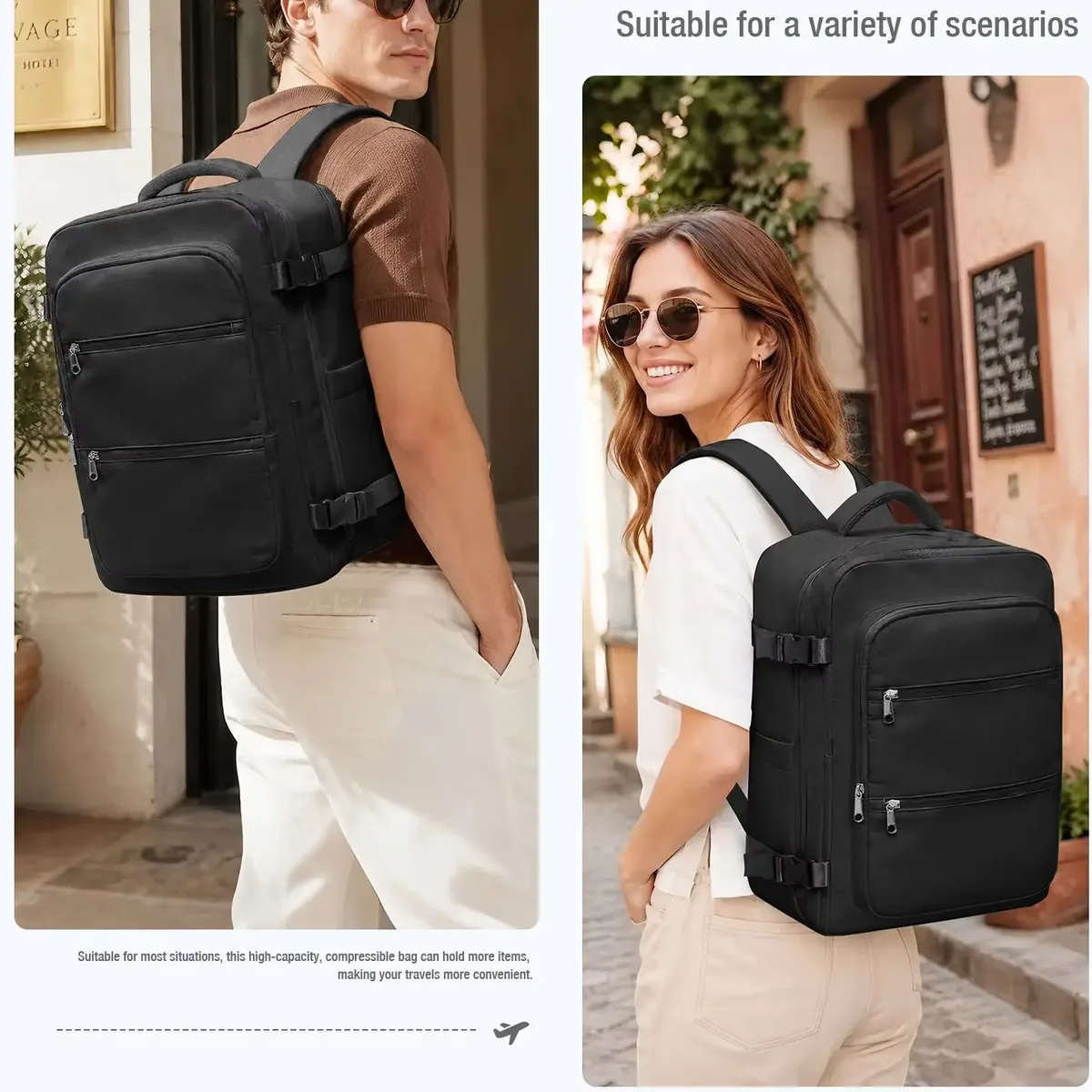 sac de rangement sous vide, sac à dos pour bagages à main ryanair 40x30x20, sac à dos de voyage sous vide, sac à dos de travail pour femmes et hommes, sac pour ordinateur portable