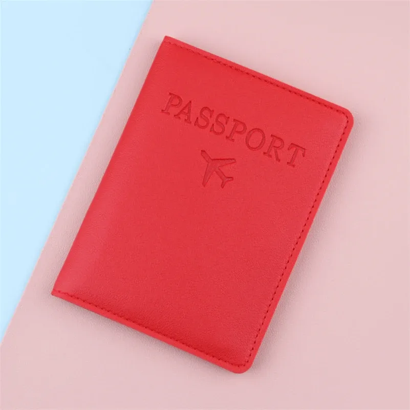 housse de passeport en cuir pu pour femmes et hommes, noir/rouge/rose/violet/bleu/marron/blanc/gris/jaune, étui de passeport pour hommes et femmes
