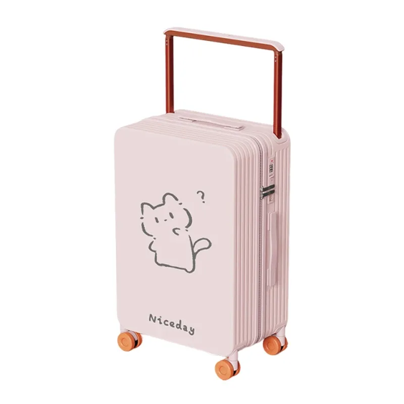 nouvelle valise large centrée 2026 pour femme avec roues silencieuses pivotantes, bagage de voyage mignon pour étudiants, bagage à main 24/26 pouces