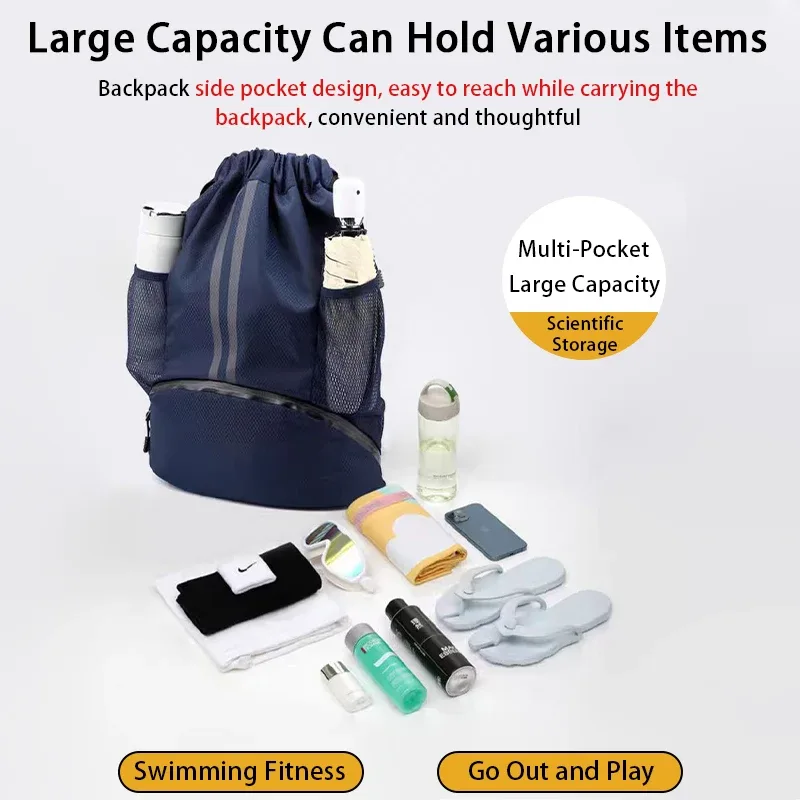 sac à dos de sport avec cordon de serrage, sac à dos de basket-ball pour femmes et hommes, sac de sport avec compartiment à chaussures et poche résistante aux humides
