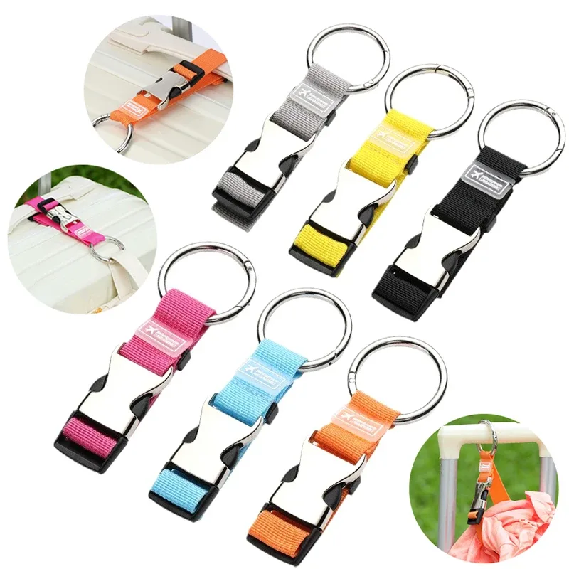 robusta sangle de bagage en nylon 1 pièce avec clip en métal ; ceinture de valises réglable pour un transport facile de sacs
