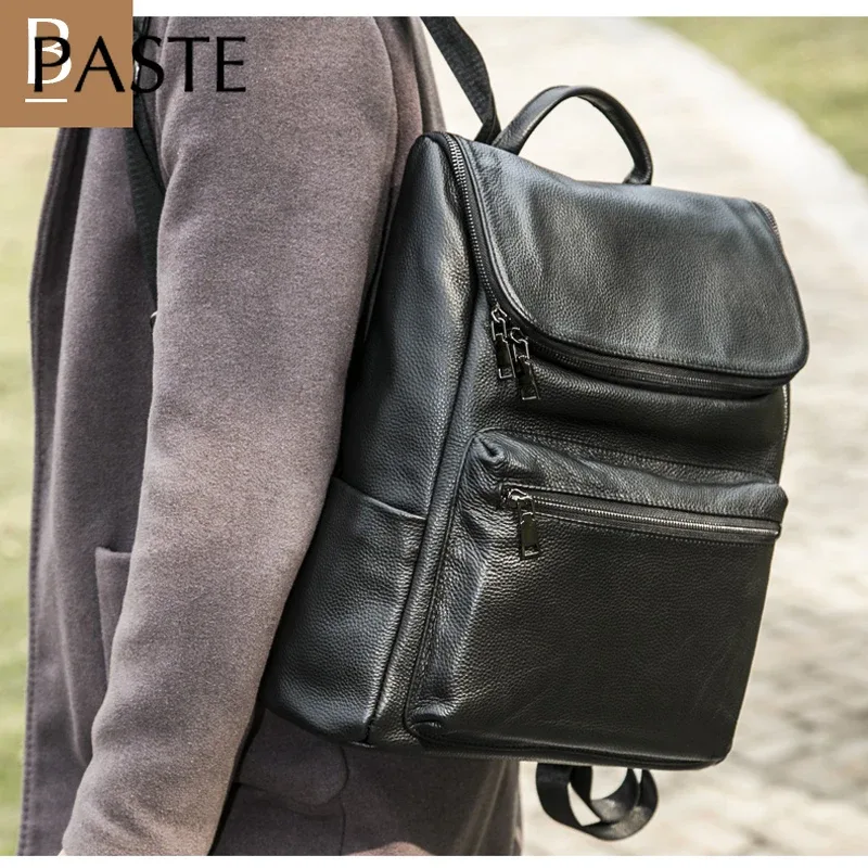 sac à dos en cuir de vachette véritable pour hommes, sac d'école masculin pour ordinateur portable, sacs à dos de loisirs, sac de voyage décontracté, style coréen, haute qualité, 2023