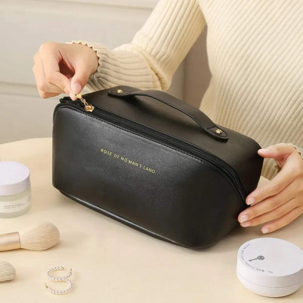 sac de maquillage portable tendance, grande capacité, sac de voyage organisateur multi-compartiments, trousse de toilette en pu