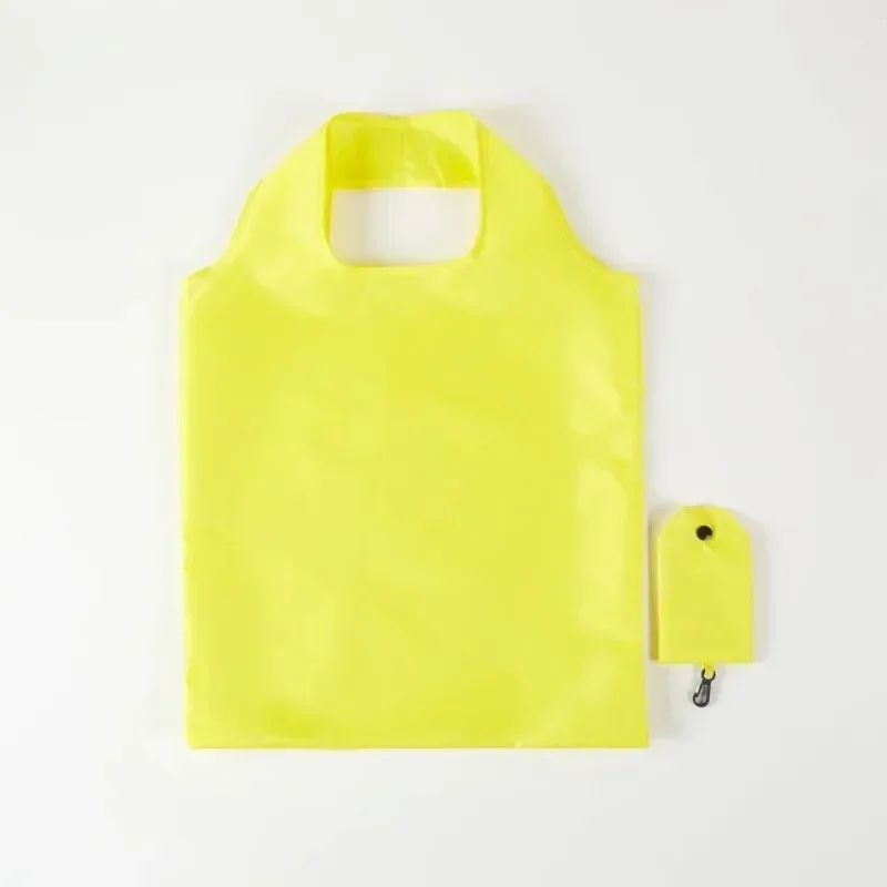 sac de shopping en polyester uni pour femmes, écologique, pliable, réutilisable, sac fourre-tout portable pour les courses et les voyages.