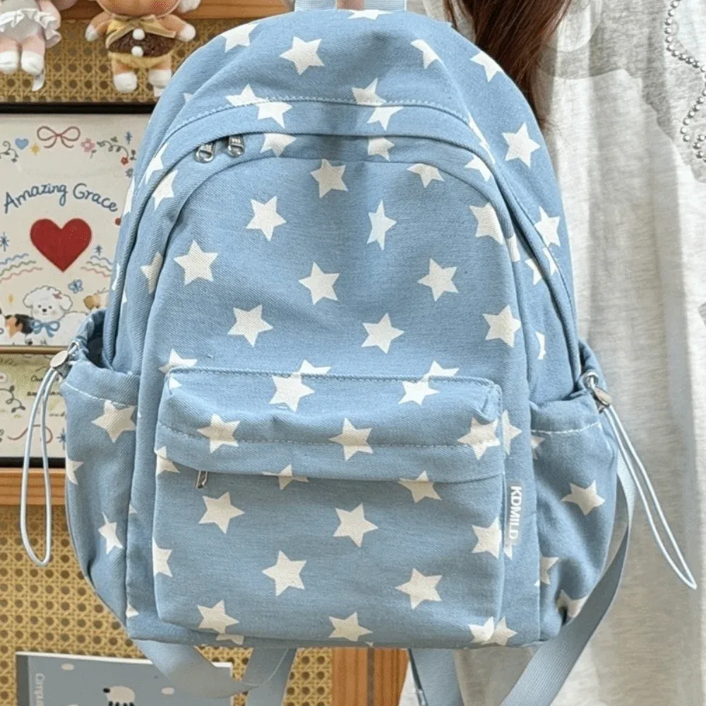 Sac à dos scolaire à motif à pois style Ins, grande capacité, léger, minimaliste, nouveau sac pour ordinateur portable, idéal pour les étudiants et les trajets quotidiens.