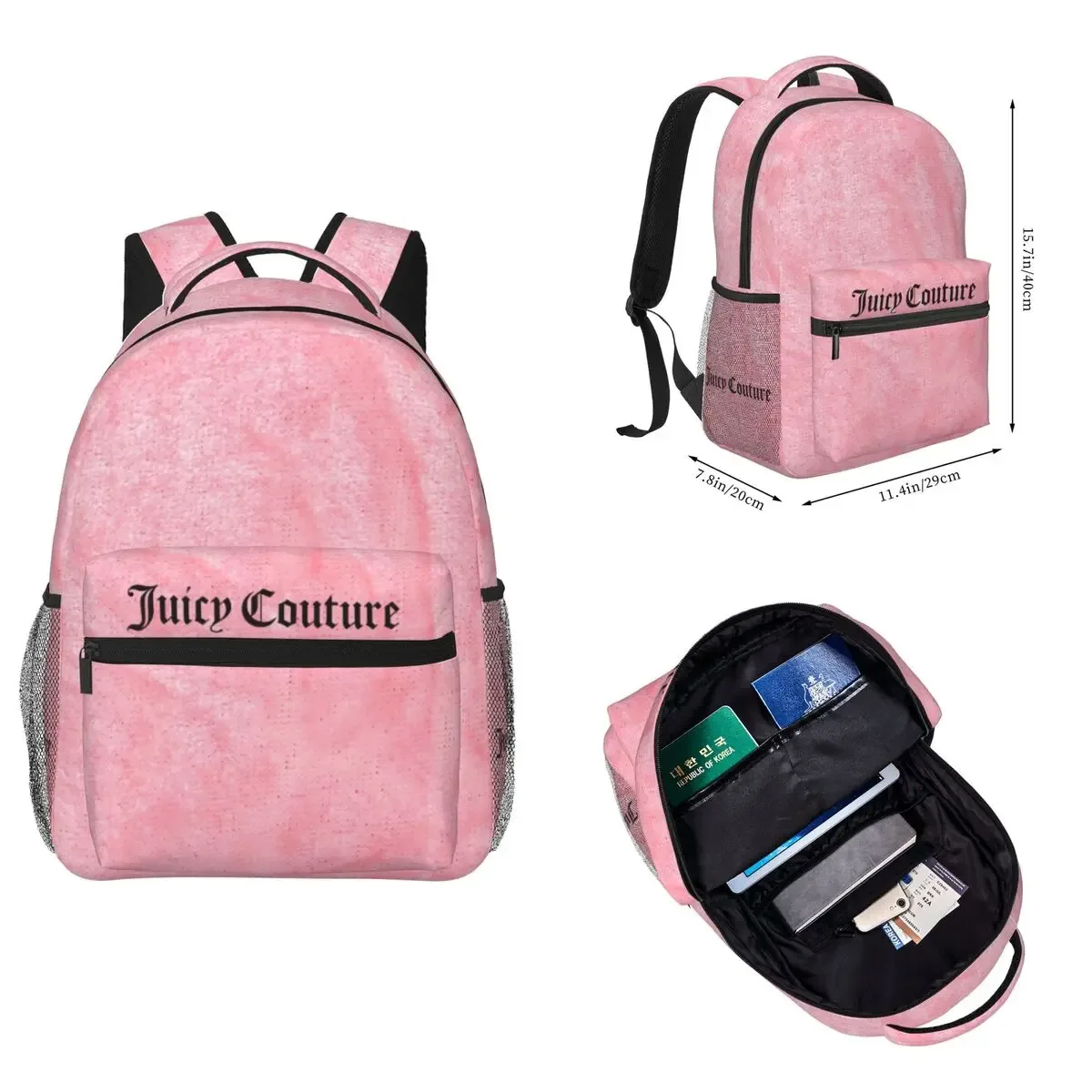 sac à dos juicy-c-couture pour hommes et femmes, sac à dos tendance pour étudiants et professionnels, sac à bandoulière pour collège, 16 pouces