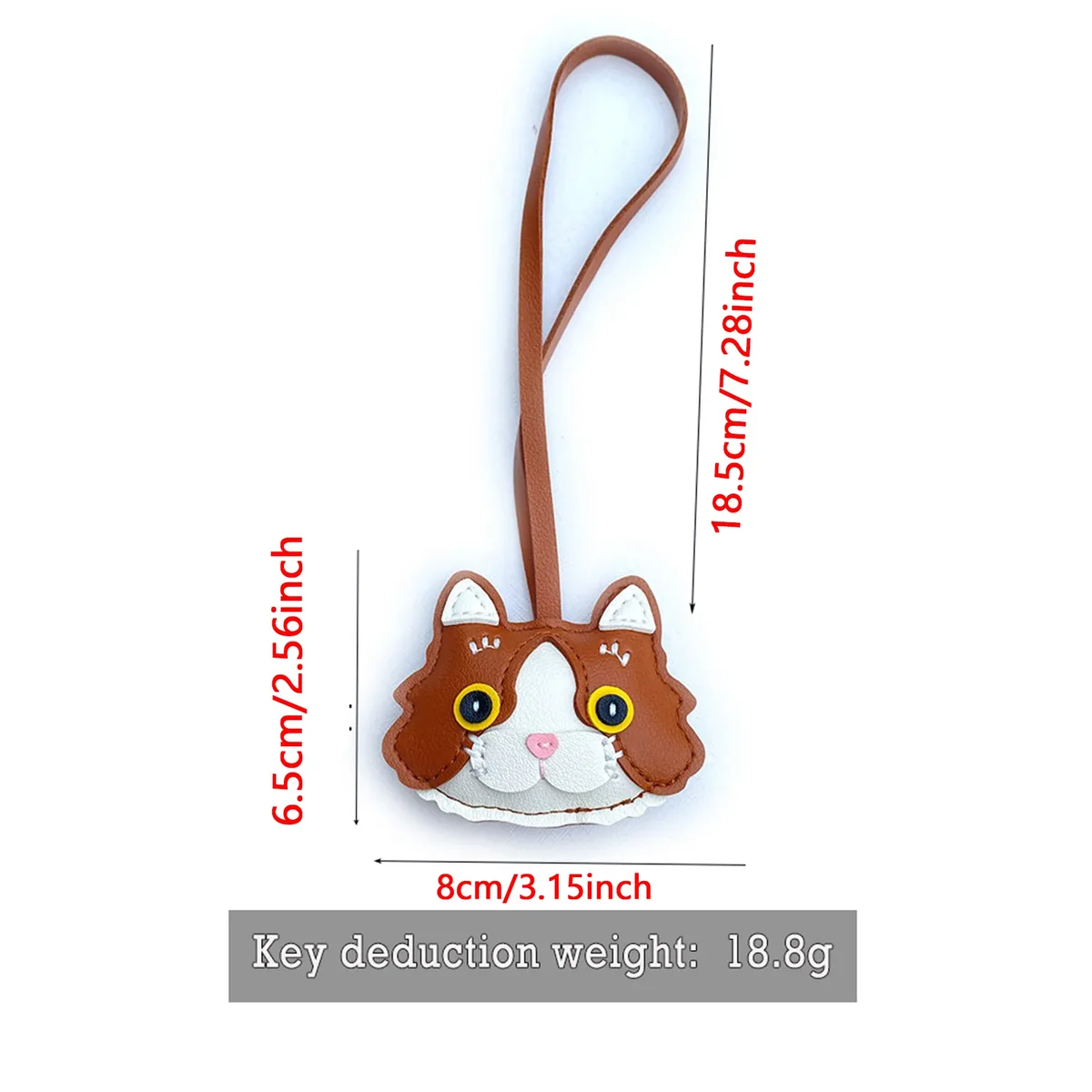 1 porte-clés en cuir pu pour chaton – design mignon avec visage de chaton et oreilles de chat tachetées, accessoire de porte-clés durable, idéal pour assortir aux sacs à dos, sacs à main et décorations de voiture pour femmes – un cadeau d'anniversaire et de saint-valentin spécialement conçu pour les amoureux des chats
