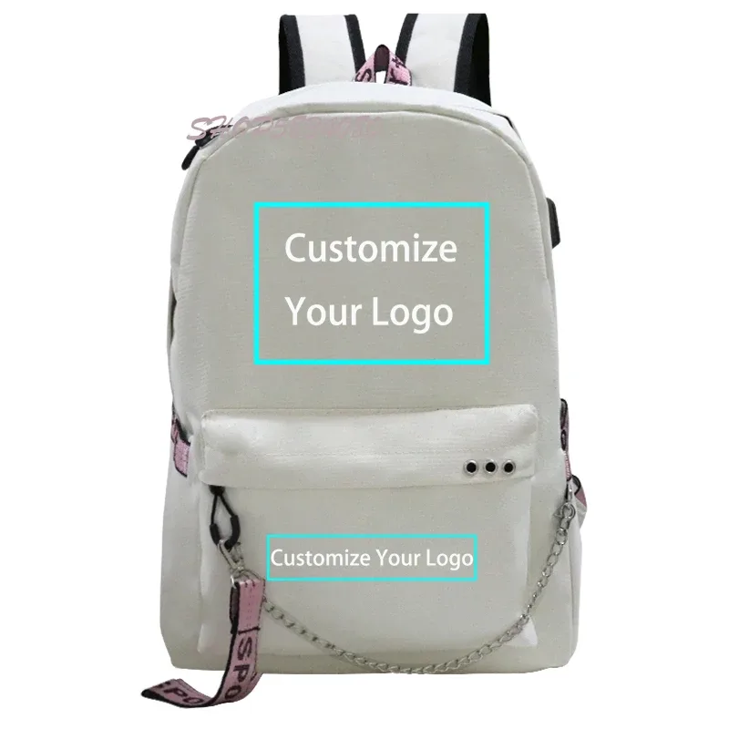 personnalisez votre logo image sac à dos pour adolescents sacs d'école pochette d'ordinateur usb charge sac de voyage sac a dos mochilas para hombre