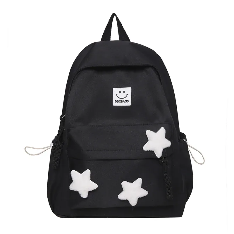 sac à dos rose mignon pour filles cartable à la mode décoré d'étoiles avec porte-clés en peluche parfait pour une utilisation quotidienne et l'école style adorable et tendance idéal pour adolescente