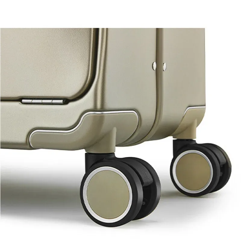 valise aérospatiale en aluminium à ouverture frontale avec serrure tsa 360 ° spinner wheels bagage de cabine de voyage d'affaires à accès rapide