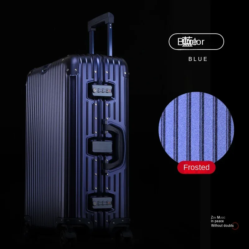 valise en alliage d'aluminium et de magnésium 100%, serrure tsa, boîtier de chariot à bagages embarqué en métal, valise de voyage classique brillante et givrée