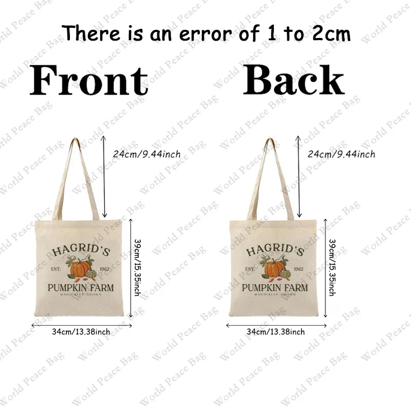 1 sac fourre-tout en toile à motif de ferme de citrouilles HAGRID's EST 1962, sac à bandoulière pour les voyages et les trajets quotidiens, sac de shopping réutilisable pour femmes