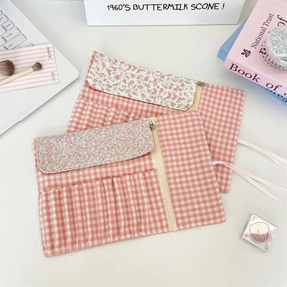 Sac à pinceaux de maquillage pratique, motif floral, grande capacité, sac de rangement cosmétique rose, organisateur d'outils de beauté, pour la maison
