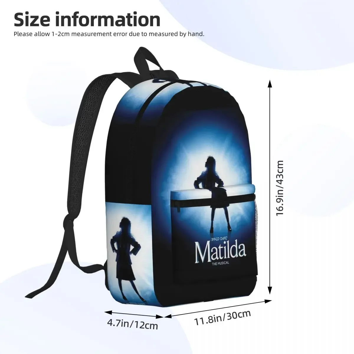 roald dahl matilda the musical sac à dos pour garçons et filles, sac d'école pour enfants, sacs à bandoulière pour ordinateur portable pour hommes et femmes