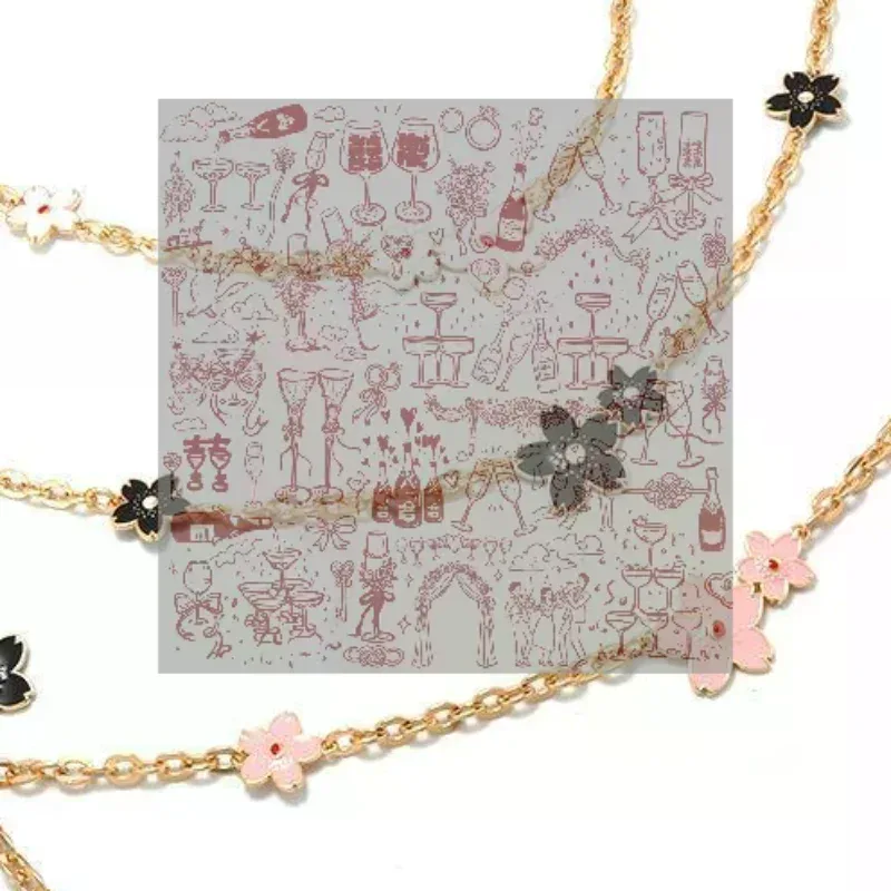 Chaîne d'extension de sac en or motif fleur de cerisier rose, design floral mignon pour sacs à main et sacs à bandoulière pour femmes