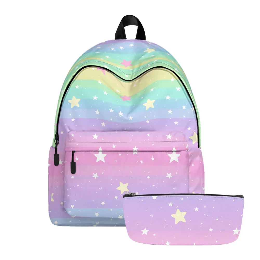 sac à dos imprimé étoile dégradé de rêve, sacs à crayons, bretelles réglables, sac d'école léger galaxie, ensembles de voyage pour adolescents et étudiants