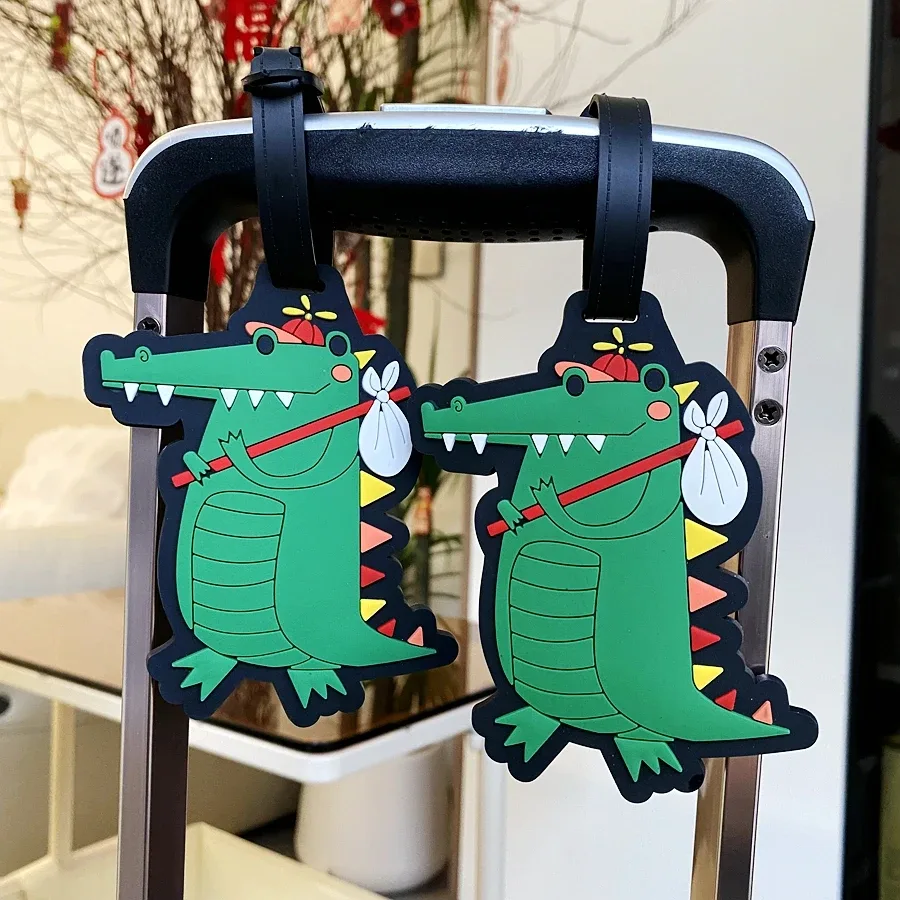étiquette de bagage dinosaure vert, étiquette de nom de voyage pour valise, sac à dos, station d'aéroport, étiquettes volantes d'embarquement mâle/femelle, 1 pièce/2 pièces