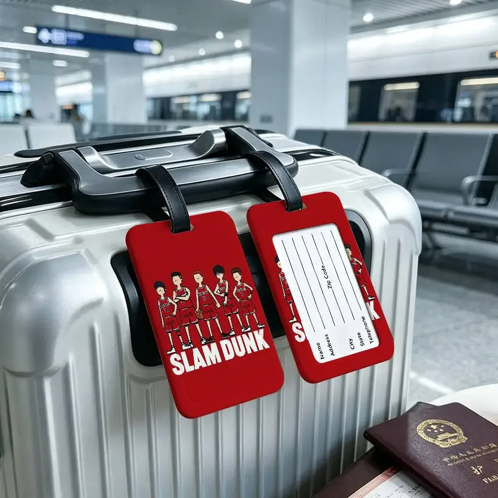 étiquette de bagage en pvc anti-perte avec motif de dessin animé japonais s-slams d-dunk, étui de protection imperméable pour carte d'information, pour valise et sac à main