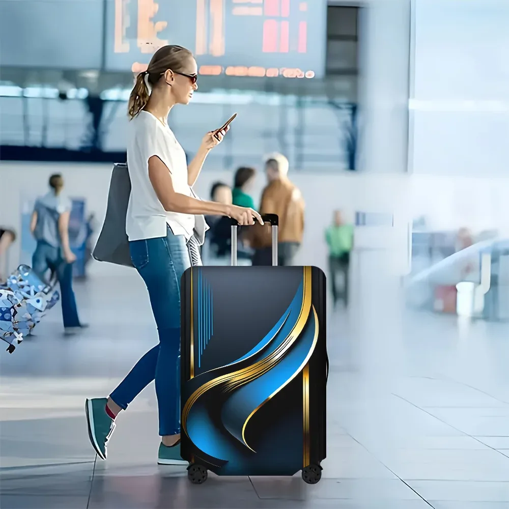 1 housse de valise avec un motif imprimé doré style fluide, adaptée aux valises de 18 à 32 pouces ; housse de valise