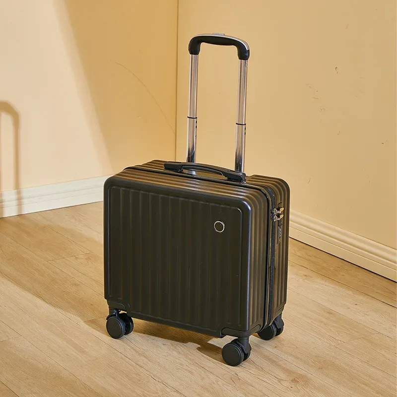 valise à main compacte de 18 pouces, roues spinner légères, sac de voyage en cuir à la mode, verrouillage par mot de passe, bagage à main