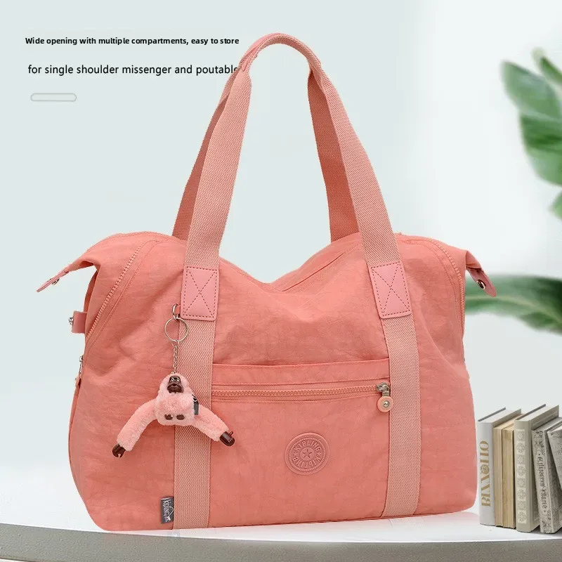 sac de voyage grande capacité en toile lavée, léger, pour courts séjours, sac de sport, avec pendentif singe, sac à bagages unisexe style urbain