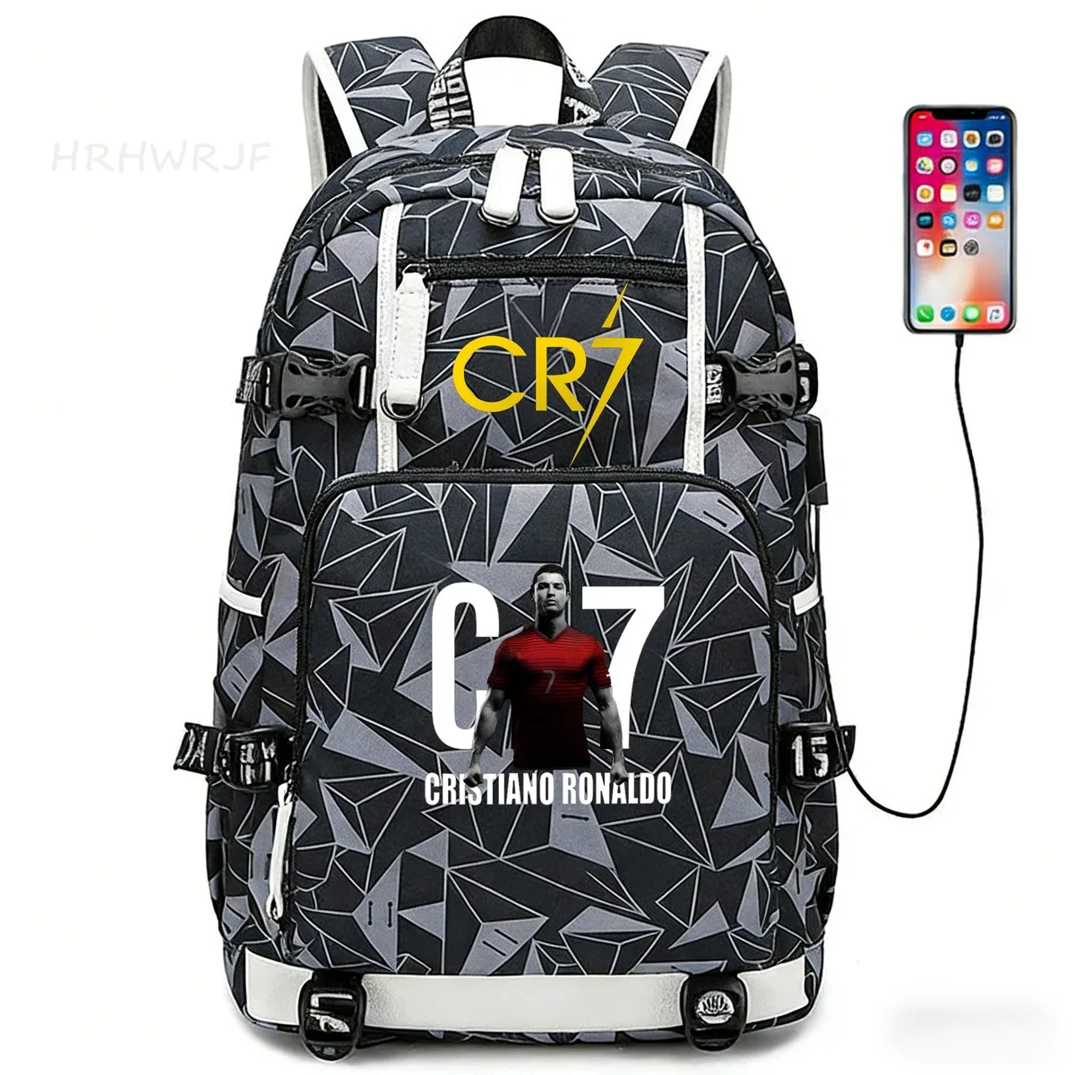 sac à dos usb cr7 pour superstars du football, sac de voyage pour ordinateur portable, sacs d'école noirs pour hommes, sacs d'école pour étudiants, mochilas, cadeau