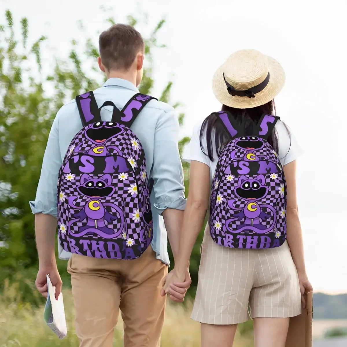 sac à dos en toile personnalisé avec impression 3d de créatures souriantes pour garçons et filles, sacs de voyage pour collège et école, sac à livres pour ordinateur portable de 15 pouces