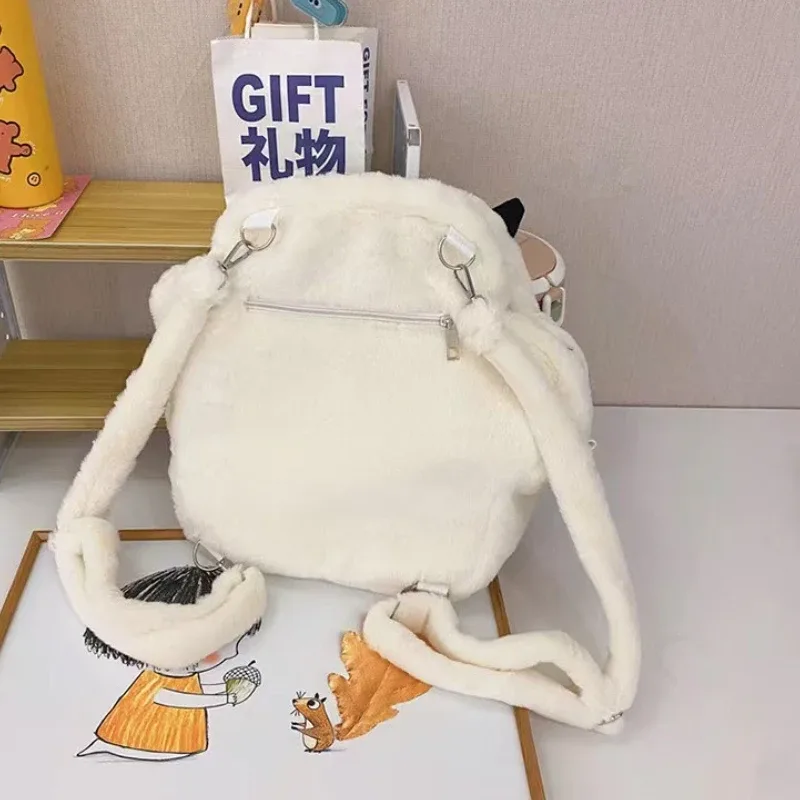 sac à dos en peluche patte de chat mignon avec bretelles réglables, sac à main en fourrure douce, sac à dos de dessin animé jk pour filles et femmes
