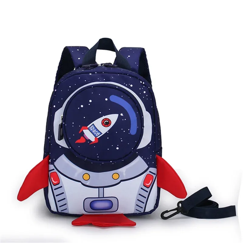 enfants dessin animé fusée sac à dos maternelle anti-perte cartable enfant sacs d'école préscolaire bébé enfant en bas âge sac avec corde de traction