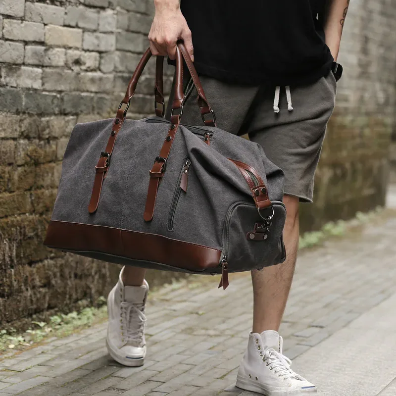 Sac à main en toile rétro pour hommes, sac à bagages, sac à dos initié, grande capacité, courte distance, tendance de la mode
