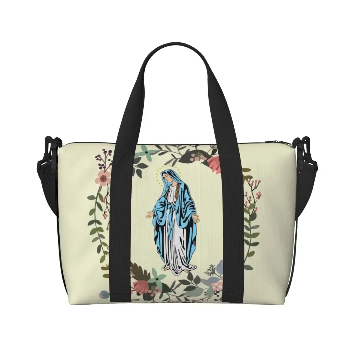 sac fourre-tout personnalisé vierge marie d'élissa upe pour femme, grande capacité, saint catholique du mexique, sacs de voyage pour salle de sport de plage