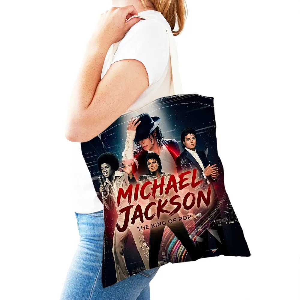 michael jackson – sac de shopping pour femmes, double impression, sacs de shopping super star lady, sac à main design, sac fourre-tout écologique, portable et pratique