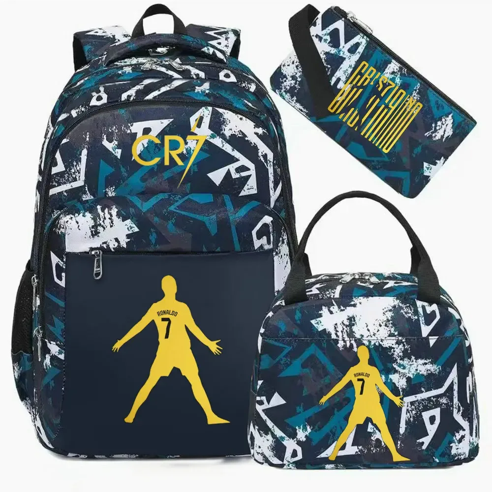 sac à dos pour ordinateur portable cr7, pour femmes et hommes, sacs à dos décontractés pour le sport et le football, sac à dos oxford pour femmes, sac d'école pour hommes, sac de voyage, mochilas 3 pièces