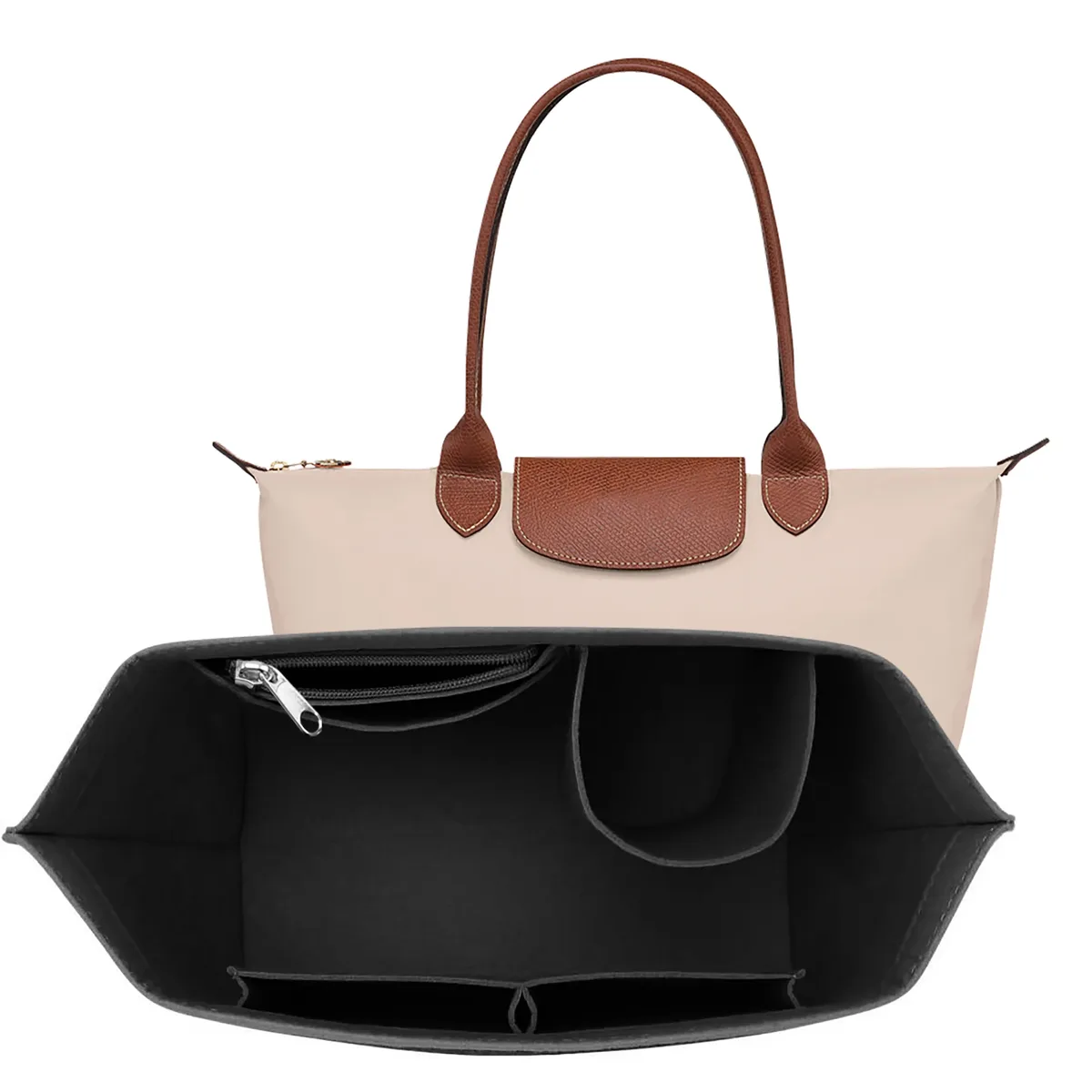 Sac d'insertion en feutre pour sac à main Longchamp, organisateur de sac en tissu feutré, support de maquillage, sac de voyage portable
