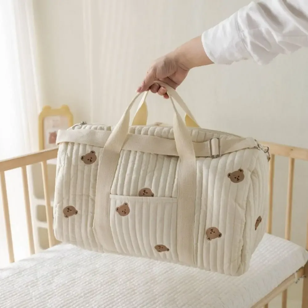 Sac de voyage de grande capacité, sac de sport multifonctionnel ours de dessin animé, sac de voyage pliable à fleurs douces, mignon sac de maman