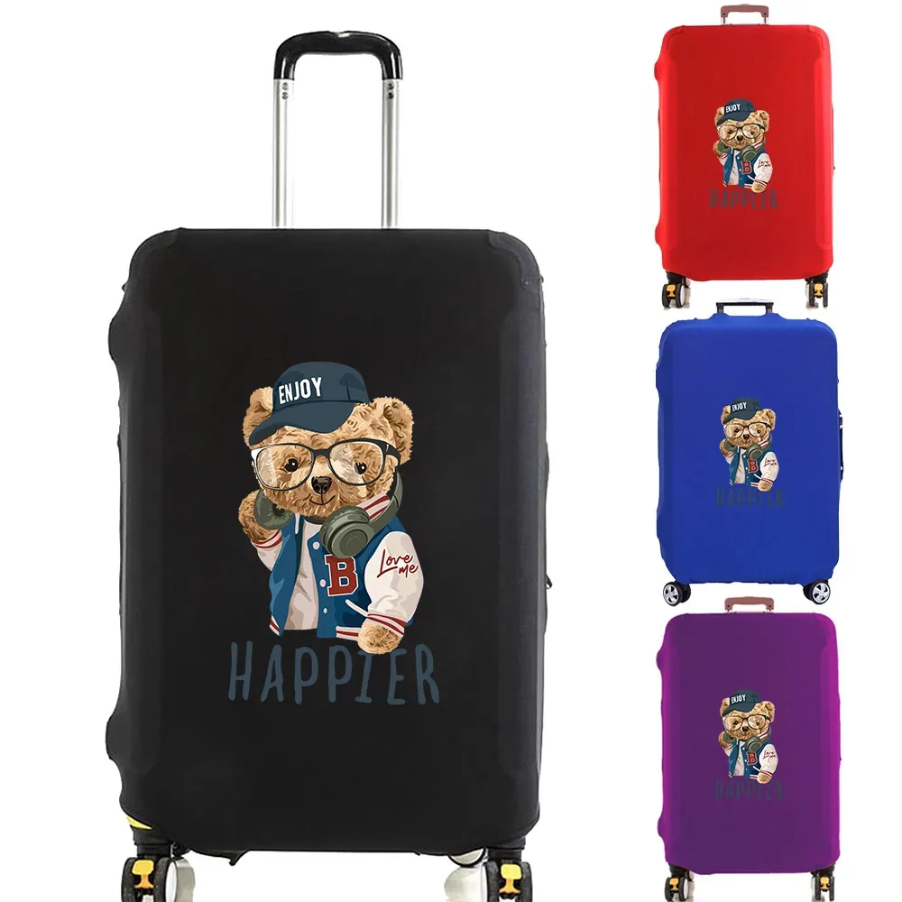 Housse de protection pour bagages, pour chariot de 18 à 32 pouces, ensemble imprimé ours de sagesse de voyage, élasticité épaisse, housse Anti-poussière anti-rayures