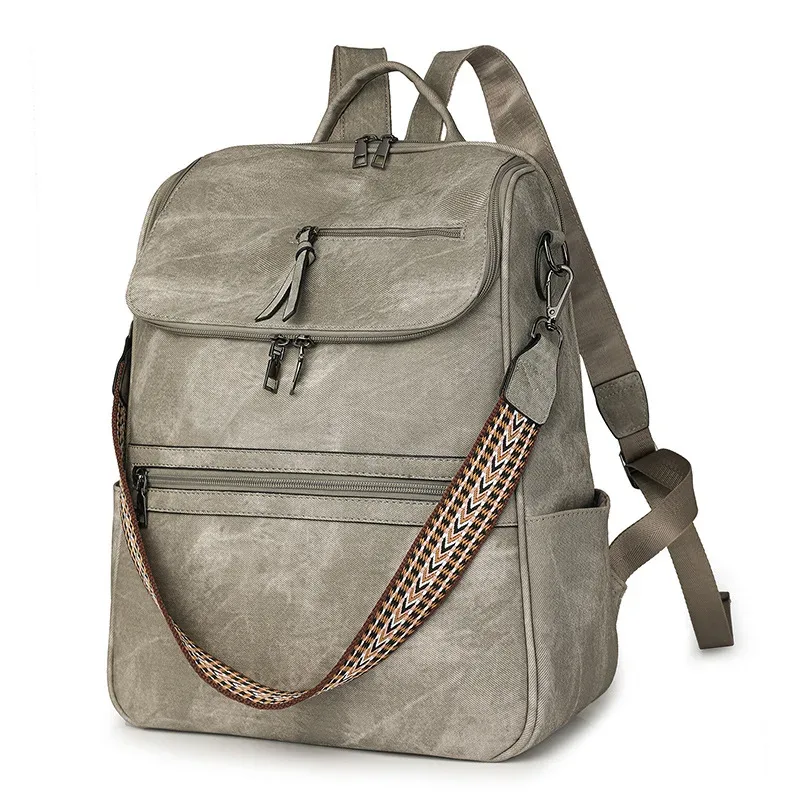 nouveau 2025 femmes grand sac à dos pour ordinateur portable en cuir 15.6 pouces étanche décontracté mode affaires rétro voyage sac à bandoulière pour collège