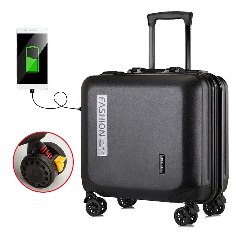 valise à bagages à roulettes de 18 pouces, cabine légère, chariot avec mot de passe, petite valise à roulettes