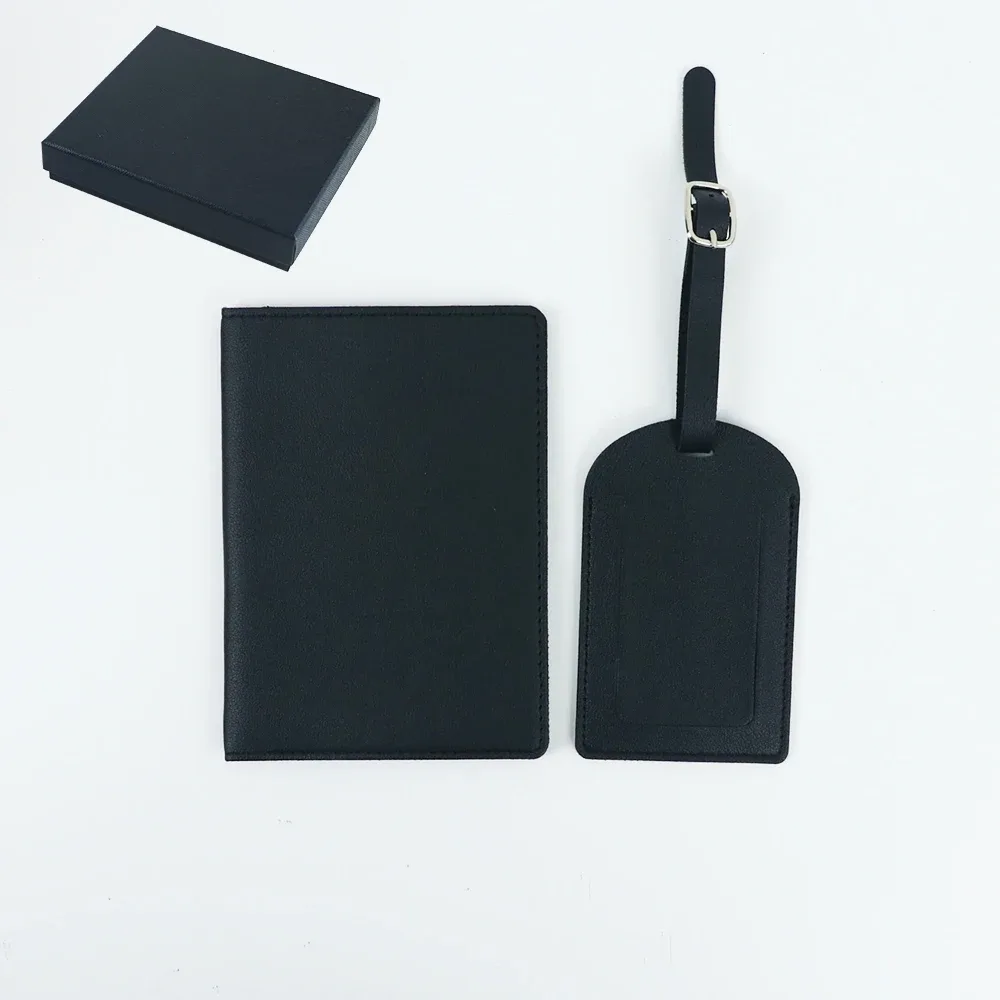 ensemble cadeau de porte-passeport en cuir pu personnalisé avec nom, porte-bagages, porte-cartes multi-fentes, portefeuille grande capacité, porte-passeport