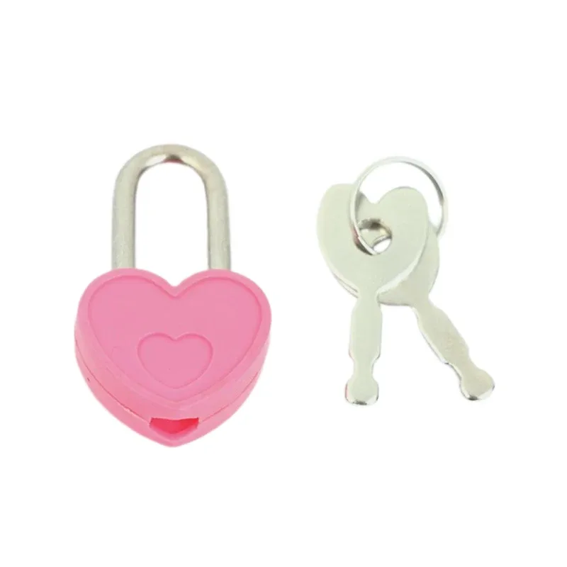 mini cadenas en plastique en forme de cœur, avec 2 verrous prédire, pour boîte à bijoux de voyage, journal intime, valise