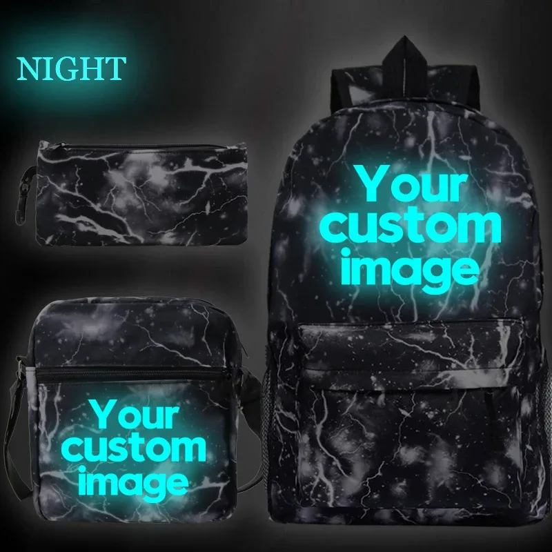 bricolage sac à dos livraison directe client sac à dos étudiant cartable 3 pièces/ensembles sacs à bandoulière logo personnalisé sacs hommes livre sacs mochila