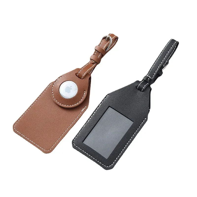 étiquettes de bagage en cuir pour étuis airtag étiquettes de bagage de voyage anti-perte avec porte-cartes