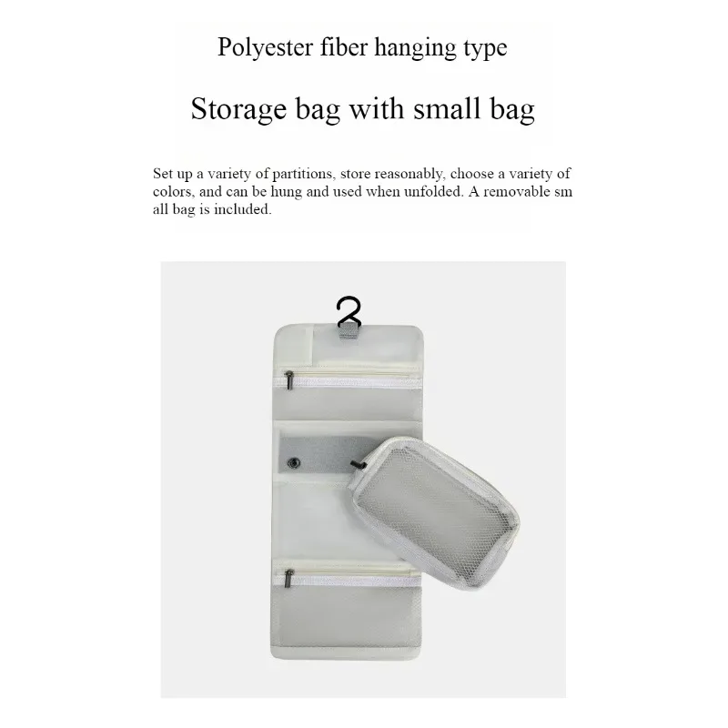 trousse de toilette pliable et détachable, grande capacité avec crochet, sac de rangement pour articles de toilette pour hommes en voyage d'affaires, sac de voyage pour cosmétiques pour femmes