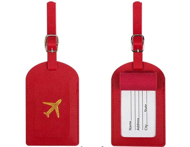 étiquette de bagage en cuir pu pour hommes et femmes, étiquette d'adresse de valise, sac d'embarquement, nom, identification, porte-adresse, accessoire de voyage