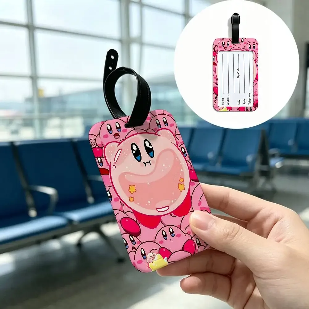 étiquette de bagage de voyage k-kirbys en pvc, étui pour carte d'information, marqueur de nom anti-perte pour sac à dos