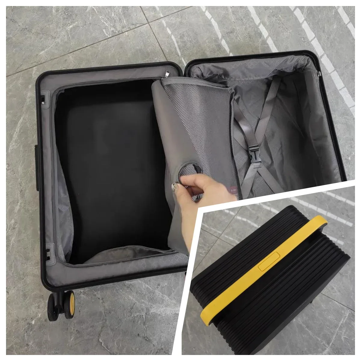 bagage roulant à guidon large, valise de chariot d'équilibre de voyage en matériau pc durable de haute qualité avec 360 ° verrouillage tsa pour roue rotative
