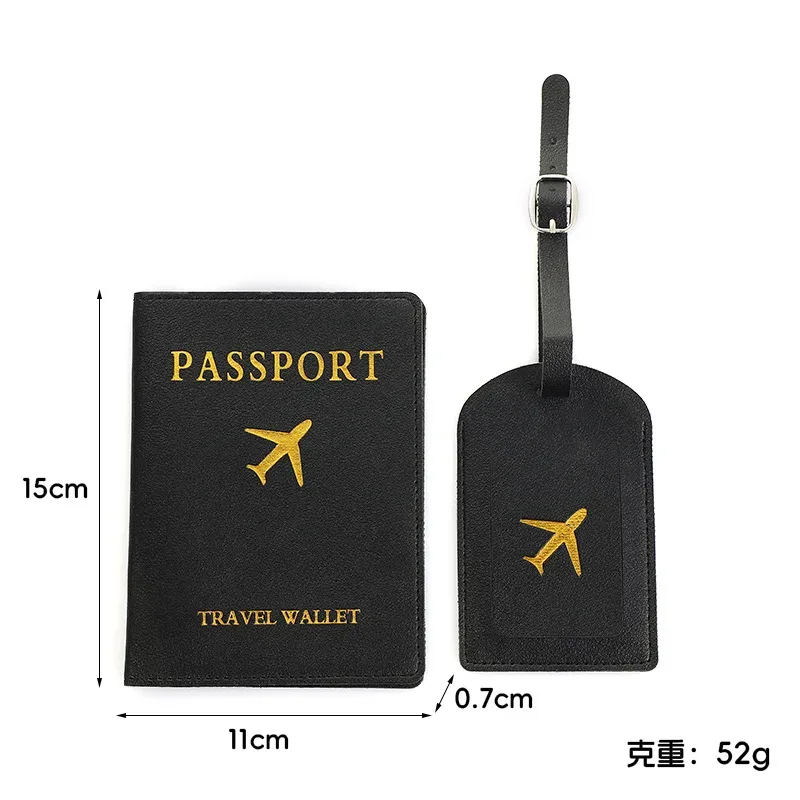 couverture de passeport de voyage en pu, étiquette d'identification de valise, sac d'embarquement, nom, adresse, porte-passeport, 2 pièces/ensemble