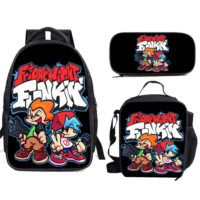sac à dos friday night funkin, coffret de trois, trousse à crayons, sac à dos friday night funkin